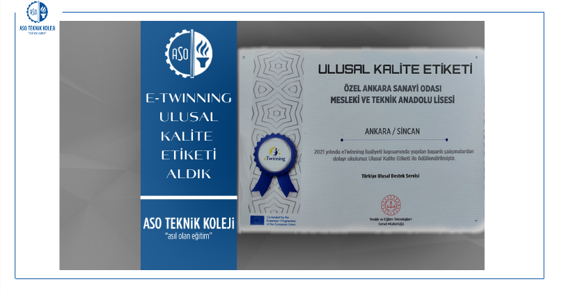 E-Twinning Ulusal Kalite Etiketi Aldık